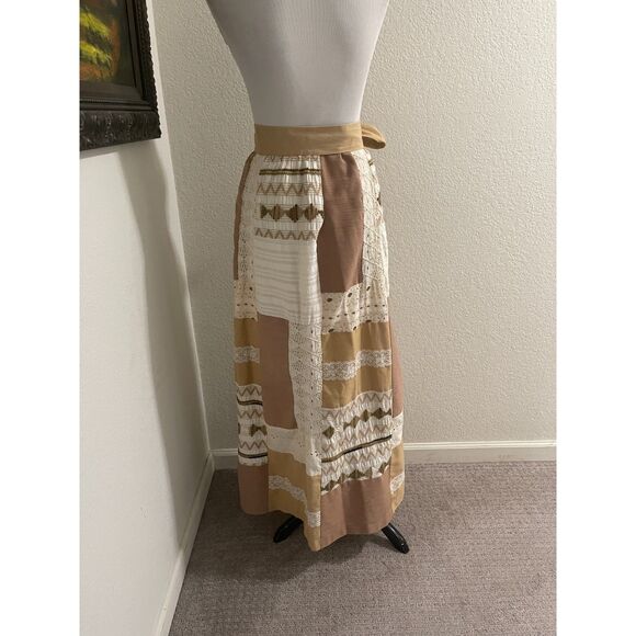 Vtg Patchwork Eyelet Lace Maxi Skirt Lined Boho Gypsy Hippie Cottagecore Renee M - Picture 14 of 16